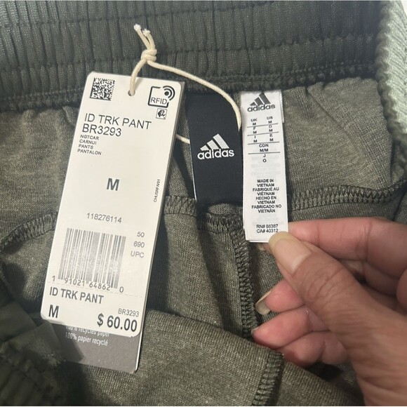 Adidas Track Pants Mens M Snap Button Three Stripe Green Athletic Joggers BR3293 - Picture 7 of 8